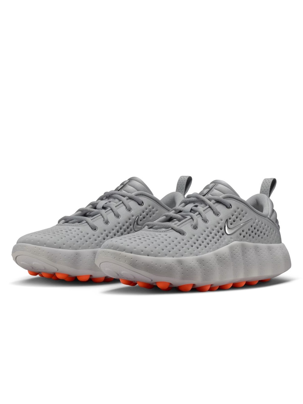 Nike Mind 002 Grey / Chrome Athletic Sneakers with Orange Outsole